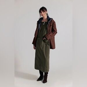 NWT FREE PEOPLE Dex Denim Midi Dress | Sage MSRP $168 Size XS Oversized